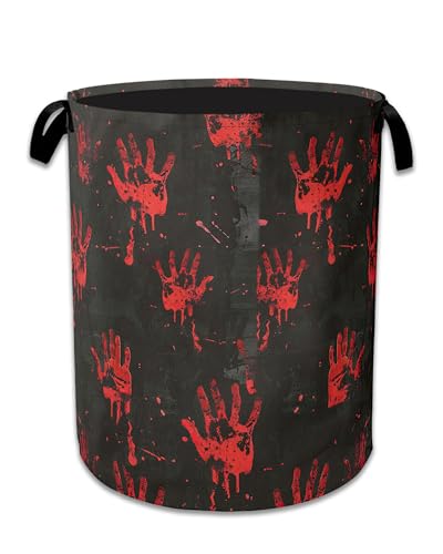 Halloween Blood Spatter Hand Laundry Basket Collapsible Laundry Hamper, Oxford Cloth Storage Bin for Room/Bathroom/Bedroom/Dormitories 16" X 20.8" - color: Halloween Blood Spatter Hand