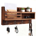 Key and Mail Holder for Wall, Mail Organizer Wall Mount with Shelf, Farmhouse Entryway Decor for Organizing A4 Bags,Wallet, Dog Leash, Sunglass (Brown)