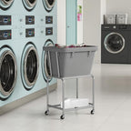 ELYKEN Rolling Laundry Hamper with Wheels, Laundry Cart with Removable Bag, Heavy Duty Metal Frame, 2-Tier Clothes Basket Hamper with Shelf for Closet, Bedroom, Bathroom, Laundry Room, Gray - color: Gray, size: 20.3"l X 15.9"w X 30.9"h