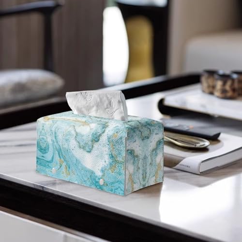 Marble Print Rectangle Tissue Box Cover Modern PU Leather Rectangular Tissue Box Waterproof Tissue Cover Decorative Holder Organizer for Bathroom Vanity Countertop - color: Marble Print 1
