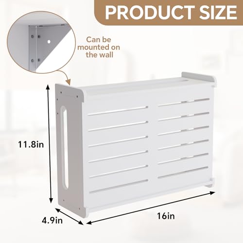 Wooden WiFi Router Storage Box Hider Shelf, Decorative Projector Box Hider Rack Countertop, for Cable, Modem, Internet, Router Power Cover Storage Organizer Cabinet Wall Mounted, White - color: White, size: Small
