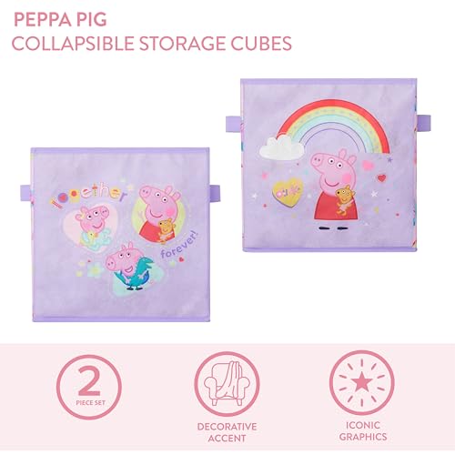 Idea Nuova Storage Cubes for Kids,2 Pack Collapsible Fabric Bins with Handles, Organizer Boxes with Handles for Bedroom,Playroom & Nursery,Peppa Pig - color: Peppa Pig