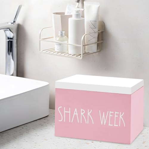 Tampon Holder and Feminine Products Organizer for Bathroom, Shark Week Storage, Dispenser, Farmhouse Container, Accessories Box for Girl Stuff