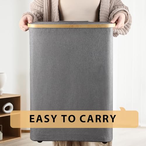 Odonata Large Toilet Paper Storage Basket with Lid, Slim Toilet Paper Organizer, Hold up to 20 Regular Rolls or 15 Mega Rolls. (Grey, 49L) - color: Grey