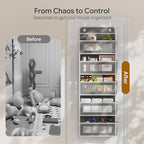 Simple Trending Over The Door Organizer, Hanging Shelves with 5 Large 5 Side Pockets, 44 lb Weight Behind Door Storage for Bedroom,Bathroom, Pantry, Nursery, Grey