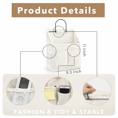 Kanrichu 3pcs Wall Hanging Organizer Bag, Linen Fabric Door Hanging Storage Basket with Pockets, Waterproof Bin for Kitchen, Bedroom, Office, RV Camper (White-Upgraded) - color: White-Small (3 pcs)