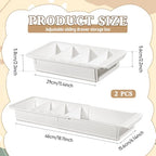 2Pcs Expandable Sliding Drawer Tray with Adjustable Dividers, White Plastic Deep Desk Drawer Dividers Organizers Expandable 11.4 to 18.1 Inches For Utensils Office Bathroom Bedroom Kitchen