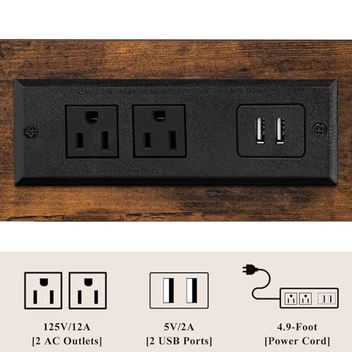 YUFAM 3-Tier Small Narrow Wood Side Table Set of 2 with Charging Station - Skinny Nightstand for Small Spaces, Slim Bedside Table with USB Ports and Outlets - Thin End Table with Storage, Brown - color: Brown, size: 2 Pack
