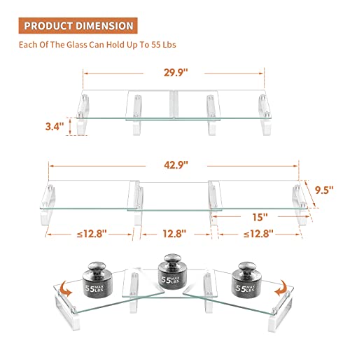 Hemudu Dual Monitor Stand, Computer Monitor Stand, Desktop Organizer, Monitor Stand Riser for PC, Computer, Laptop Clear HD02T-301 - size: 2 Pack Monitor Stand