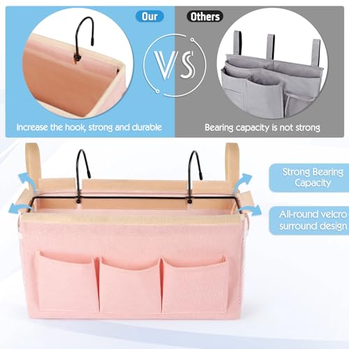 Bedside Storage Caddy/Bedside Hanging Storage Bag for Headboards Bunk Beds Dorm Rooms Book Phone Magazine Holder (New Pink) - color: New Pink