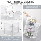Elechomes Shoe Boxes Clear Plastic Stackable 18 Pack Premium Shoe Organizer Storage for Closet Foldable Shoe Rack Containers Sneaker Display Case Holder Shoe Bin Entryway Drawers Gifts