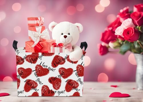 NTAOHAMPER Mothers Day Gifts Love Heart Fabric Storage Basket Empty with Handles, Books Box, Baby Shower Baptism Lovely Storage24L(Love Heart) - color: Love Heart