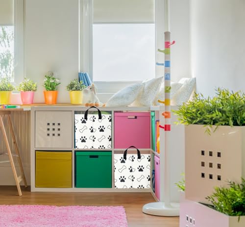 NTAOHAMPER Waterproof PE Coating Puppy Storage Bin with Handles,Doggy Collapsible Gift Basket,Kids Toys/Books Box,Room Decor(Paw) - color: Paw