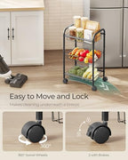 SONGMICS 3-Tier Metal Rolling Cart on Wheels with Baskets, Lockable Utility Trolley with Handles for Kitchen Bathroom Closet, Storage with Removable Shelves, Black UBSC03BK - color: Black