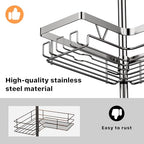 KEGII Corner Shower Caddy Tension Pole with Soap Dish & Razor Holder, Adjustable Bathroom Organizer with Hooks, 25-114.2 Inch Rustproof Storage Shelf for Renters & Apartments, Gunmetal Gray - style: Tension Caddy - Gunmetal Gray