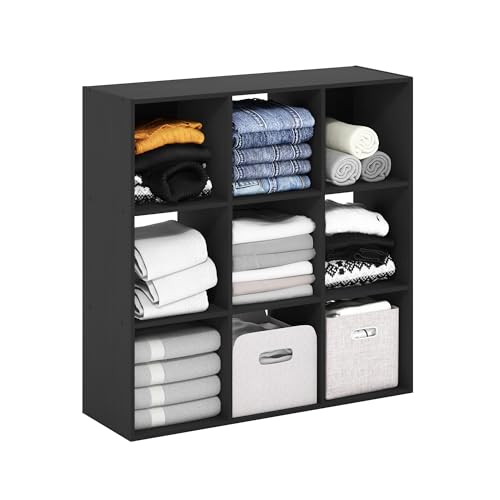 Furinno PELLI Closet Organizers and Storage, 9-Cube Closet Organizer, Open Shelf Closet Storage, for Wardrobe, Bedroom, Living Room, Americano - color: Americano, size: 9-Cube