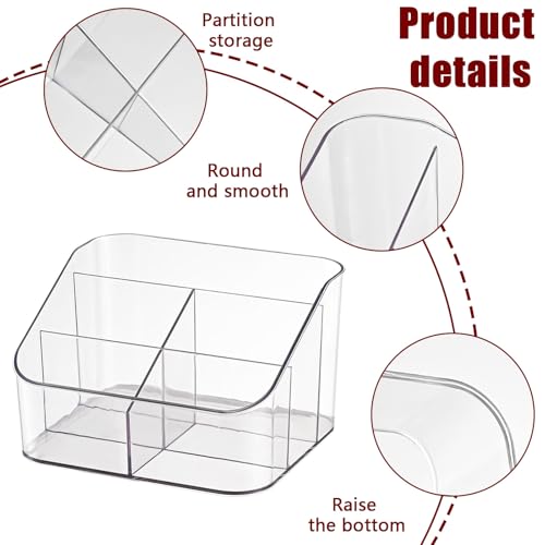 Remote Control Holder, Clear Plastic Remote Caddy for Desk and Nightstand Storage, Space-Saving Desk Organizer with See-Through Design for Living Room and Desk Accessories, 5 Compartments - size: 5 Slots