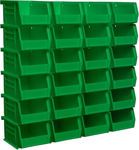 Akro-Mils 30210 AkroBins Plastic Storage Bins, Space-Saving Stackable Bins for Garage, Pantry, Craft Organization, 5" x 4" x 3", Green, 24-Pack - color: Green
