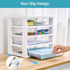 Vtopmart Clear Desk Organizer, 4-Tier Assemble Desktop File Organizer with Drawers, Office Desk Organization for Office Supplies