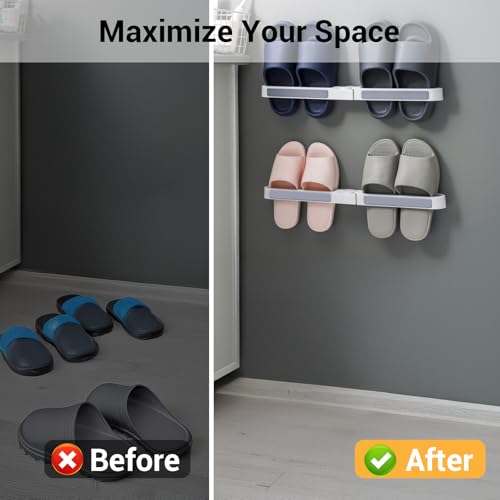 Multi-Functional Wall Mounted Storage Rack Foldable Shoe Holder for Bathroom and Entryway Space Saving Organizer(White) - color: White, size: 53X5.5