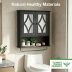 RoyalCraft Bathroom Medicine Cabinet Wall Mounted, Over the Toilet Storage Cabinet with Towel Rack and Adjustable Shelf, Large Bathroom Towel Cabinet Wall Mount 22x25 inch (Black) - color: Black