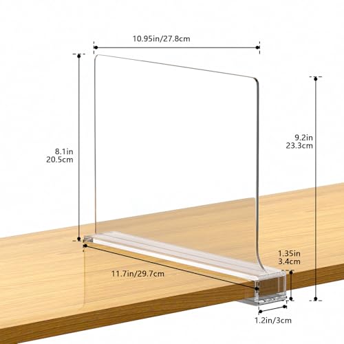 12 PCS Shelf Dividers for Closet Organization Acrylic Clear Closet Shelf Divider for Wooden Shelving Suitable for Wooden or Vertical Shelves Or Bedroom, Kitchen and Office - size: 12 Pack
