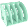 SAYEEC Sturdy Magazine Holder 4 Compartments Plastic Desktop File Organizer File Dividers Office Organizer Storage Document Magaizne Rack Display Box (Green) - color: Green-4 Sections