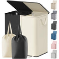 Lifewit Double Laundry Hamper with Lid and Removable Laundry Bags, Large Collapsible 2 Dividers Dirty Clothes Basket with Handles for Bedroom Laundry Room Closet Bathroom College, 136L White&Black - color: White&black, size: 136L