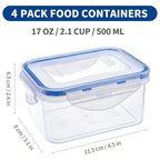 KIGI Small Food Storage Containers, Rectangle, 4-Sided Locking Airtight Lids, BPA-Free Plastic, Leak-Proof for Lunch, Meal Prep, Snack & Portion Control, 17 oz / 2.1 Cup, 8 Piece Set - size: 2.1 cup (8-Piece)