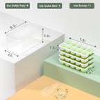 DOQAUS Ice Cube Tray with Lid and Bin - 4 Pack Silicone Ice Cube Trays for Freezer, Stackable Ice Bucket Kits with Storage Container & Scoop for Kitchen, RV, Cocktail, Coffee - color: Green