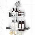 REINHARDT Shower Caddy Hanging, Rustproof Shower Caddy Anti-Swing Shower Organizer Over Showerhead No Drilling Shower Racks with Soap Holder Multi Hooks Bathroom Storage for Shampoo Sponge, Silver - color: Silver