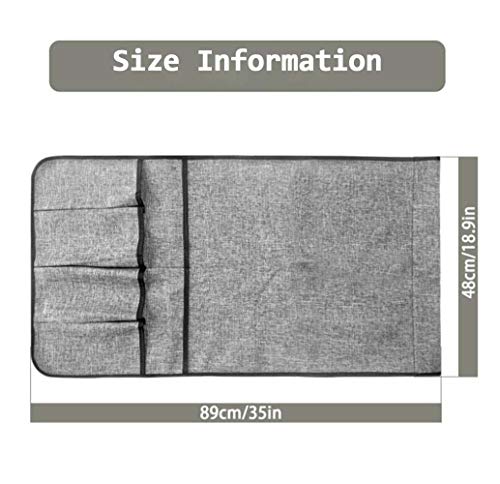 IPENNY Cotton Linen Sofa Couch Remote Control Holder Chair Armrest Caddy Pocket Organizer Storage Bag for Cellphone Tablet Notepad Book Magazines DVD Eyewears Drinker Snacks Holder Pouch - color: Cotton, Gray