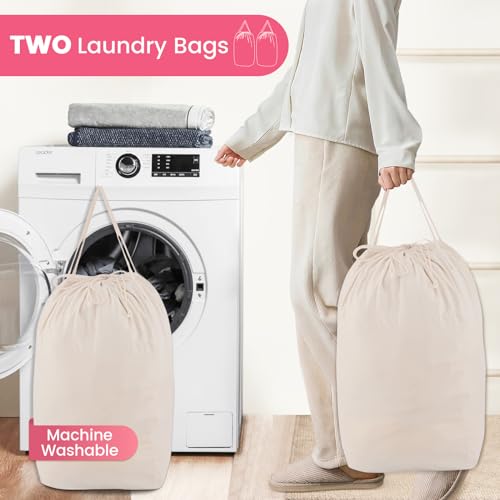 MCleanPin 220L Pink Laundry Hamper Large Collapsible Basket with Laundry Bags, Dirty Clothes Hamper,Laundry Basket with Handles,Washable Laundry Bags,Foldable Dorm Hamper for College (Rose Pink) - color: Pink