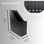 BLU MONACO Foldable Black Magazine File Holder | Set of 6 Cardboard Desk Organizer Boxes | Vertical Magazine File Holder | Standing File Holder | Office Classroom or Home - color: Black