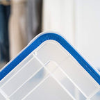 IRIS USA WeatherPro 27 & 44 Qt Storage Bins with Lids, 4 Pack, BPA-Free Plastic Gasket Box with Tight Latch and Seal, Stackable Nestable Tote Tub - Clear/Blue - size: 27 & 44 Qt. Combo