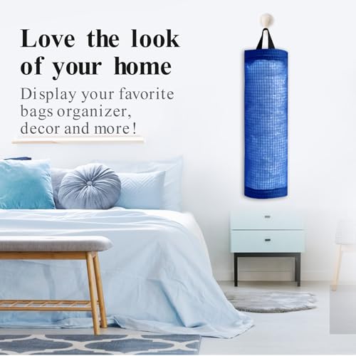 TOGETRUE Plastic Bag Holder, Mesh Grocery Bag Holder Hanging Storage Bag Dispenser (Navy Blue 2 Packs) - color: Navy Blue 2 Pack