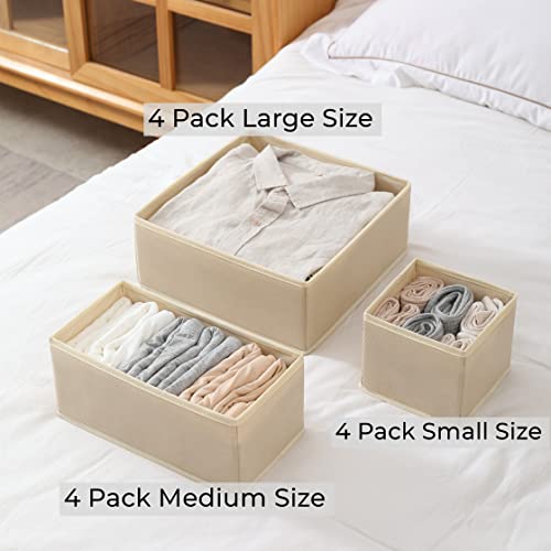 Fordonral 12 Pack Drawer Organizer Clothes, Foldable Fabric Dresser Organizer Closet Organizers and Storage Box for Underwear,Folded Clothes,Baby Clothing,Socks,Bra,Towels,Ties(12 Pack,Beige) - color: Beige, size: 12 Pack