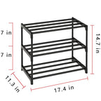 Metal Stackable Small Shoe Rack Organizer, Narrow Shoe Racks for Closets Entryway, Shoe Stand,Shoe Shelf with Handle (3-Tier-Black) - size: 3-Tier-Black