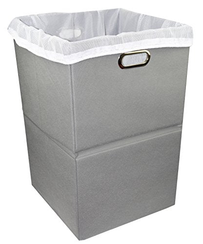 Extra Large Laundry Hamper with Laundry Bag, Foldable Clothes Basket with Metal Handles & Moisture-Resistant Base, Premium Durable Fabric for Bathroom, Dorm, and Family (Gray) - color: Gray