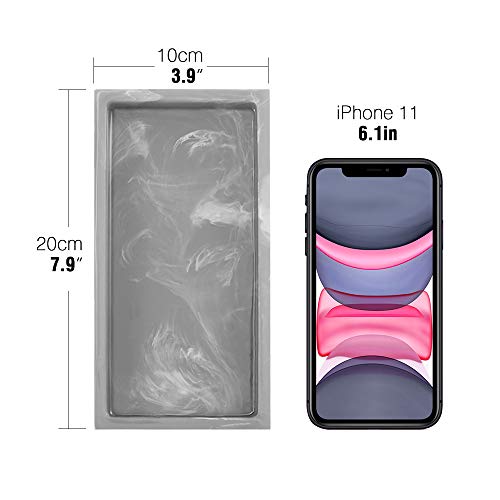 Luxspire Bathroom Vanity Tray, 8 x 4 inch Resin Dresser Jewelry Ring Dish Tank Storage Kitchen Sink Countertop Organizer Plate Holder for Perfume Soap Towel Bathroom Accessories, Mini, Ink Gray - color: Ink Gray, style: Mini