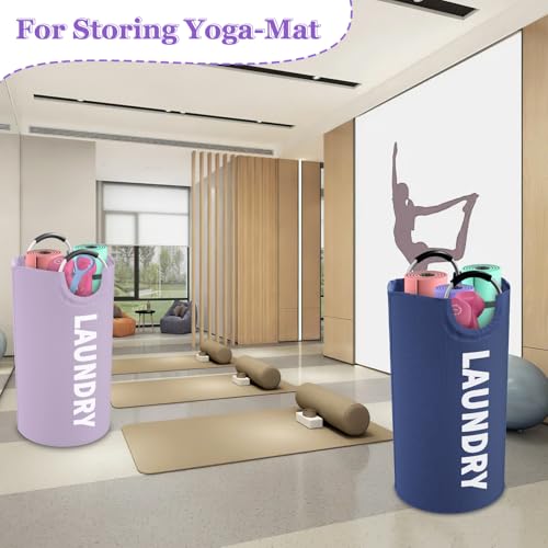 Set of 2 Large Laundry Baskets for Adult, 95L Collapsible Laundry Baskets with Aluminum Handles, Portable Dirty Clothes Hampers for Bedroom, Travel, Purple + Navy Blue - color: Purple + Navy Blue, size: L-95L