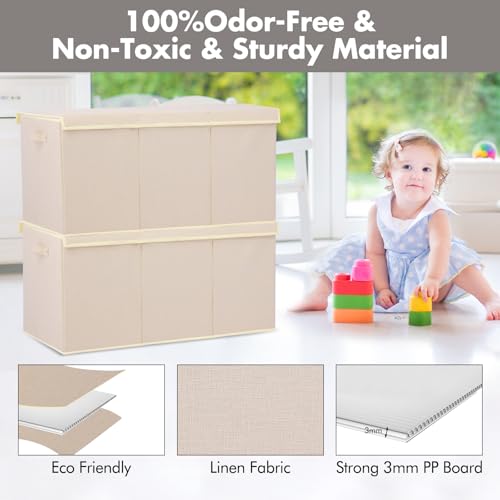 Extra Large Toy Box 167L, Sturdy Toy Storage Chest Organizer Bin Baskets with 2 Removable Divider for Boys, Girls, Kids, Nursery, Bedroom, Playroom, 35.5"x17" x17" (Linen Beige) - color: Extra Extra Large Beige
