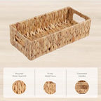 Toilet Tank Basket,Water Hyacinth Woven Storage Basket with Handles for Bathroom Organization - Toilet Paper Holder & Storage Bin, Handwoven Natural Basket (2-Pack)
