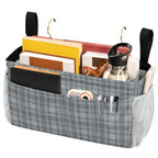 Bedside Caddy Hanging Bunk Bed Caddy Bed Organizer Hanging Pocket with 2 Hooks Bedside Storage Organizer Pocket Bag Holder Grey Plaid - color: Grey Plaid