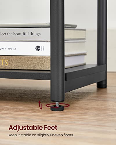 VASAGLE Side Table with Charging Station, 3-Tier End Table with USB Ports and Outlets, Nightstand for Living Room, Bedroom, 11.8 x 13.4 x 22.8 Inches, Plug-in Series, Black - color: Black