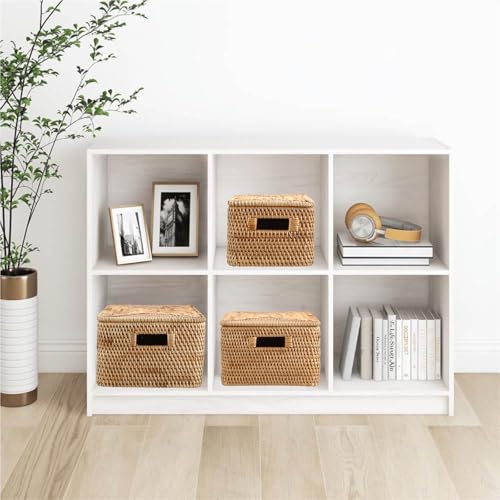 Hipiwe Rattan Basket with Lid Rectangular Lidded Basket Natural Hand-Woven Wicker Storage Basket Bin for Shelf Organizing Picnic Food Bread Table Storage Basket, 12"x7.9"x 5.9" - size: 12"L x 7.9"W x 5.9"H
