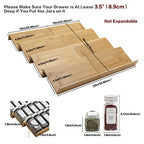 Bamboo Spice Rack Drawer Organizer - 8 Pieces Set- 10" Wide Per Piece - Combine Pieces Into 20" Wide Rack (10" or 20") - size: 20"