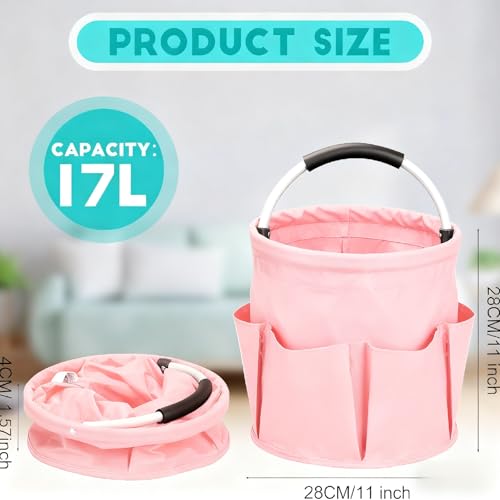 Cleaning Caddy for Cleaning Supplies,17L Cleaning Supply Caddy with Handle Foldable Cleaning Supplies Organizer Bucket Cleaning Products Organizers for Home, Garden (Light Pink) - color: Light Pink