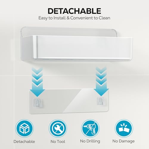 Nieifi Adhesive Wall Shelf, Shower Shelves 5 Pack with Soap Holder, Shower Organizer for Bathroom Organization, Clear - color: A-Clear, size: 5 pieces