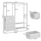 Auromie Clothes Rack with 5 Drawers & 4 Storage Shelves, 59.1W*70.9H Heavy Duty Clothing Rack with 2 Hanging Rods, Wardrobe Closet Organizer System with 5 Hooks, Freestanding Garment Rack (White) - color: White
